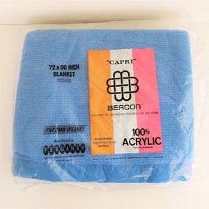 Vintage 60s/70s Nib Therma Weave Permanap Full / Twin Size Blanket By Beacon